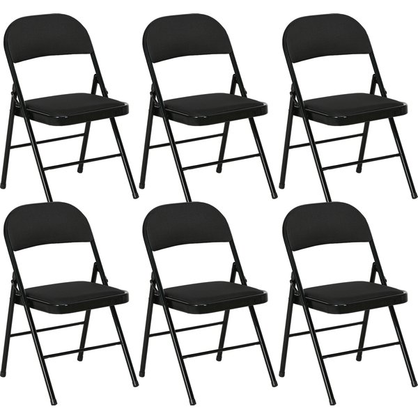 Homcom Set De 6 Chaises Pliantes Avec Assise RembourréE En Polyester Et Structure En Acier, Noir-image