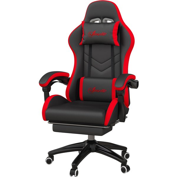 Vinsetto Chaise De Gaming Avec Hauteur RéGlable Et Dossier Inclinable, 65X65X121-129 Cm, Noir Et Rouge-image