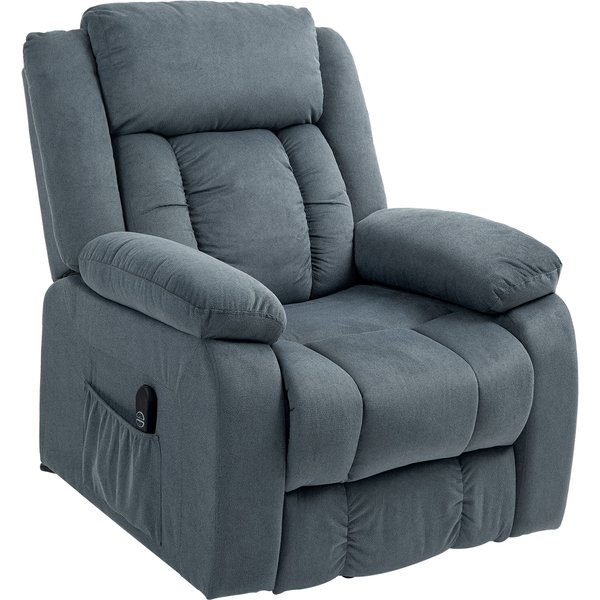 Homcom Fauteuil Avec Aide à La LevéE, Fauteuil Inclinable Avec TéLéCommande Et Poches LatéRales, Gris-image