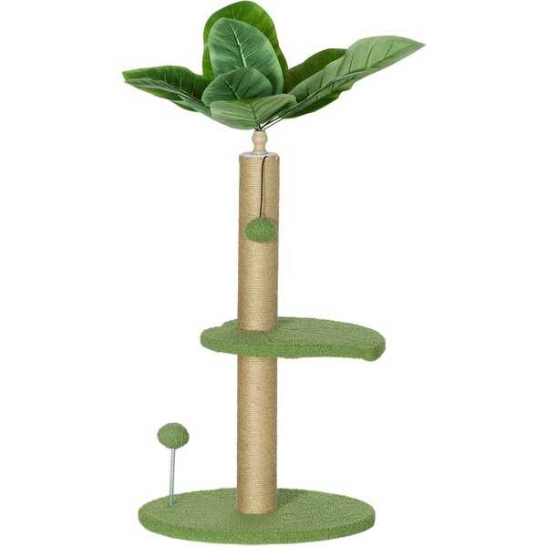 Pawhut Arbre à Chat Arbre à Grimper Pour Chat Hauteur 83 Cm Avec Griffoir En Jute, Balles Jouets, Plates-Formes En Peluche-image