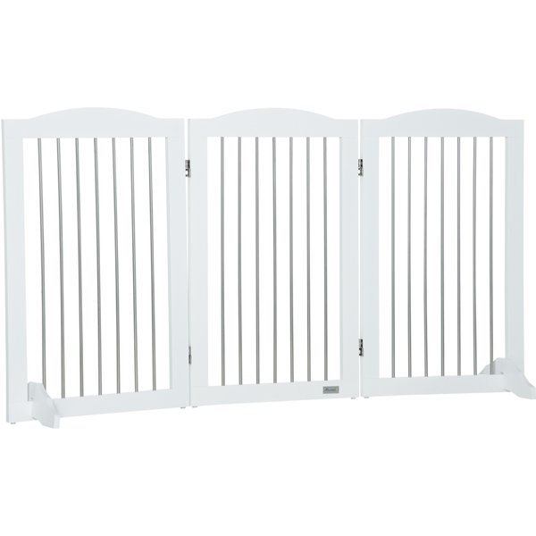 Pawhut BarrièRe De SéCurité Pour Chiens, Pliable, Forme RéGlable, Pour Chiens Jusqu'à 20 Kg, 154 X 80 X 30 Cm, Blanc-image