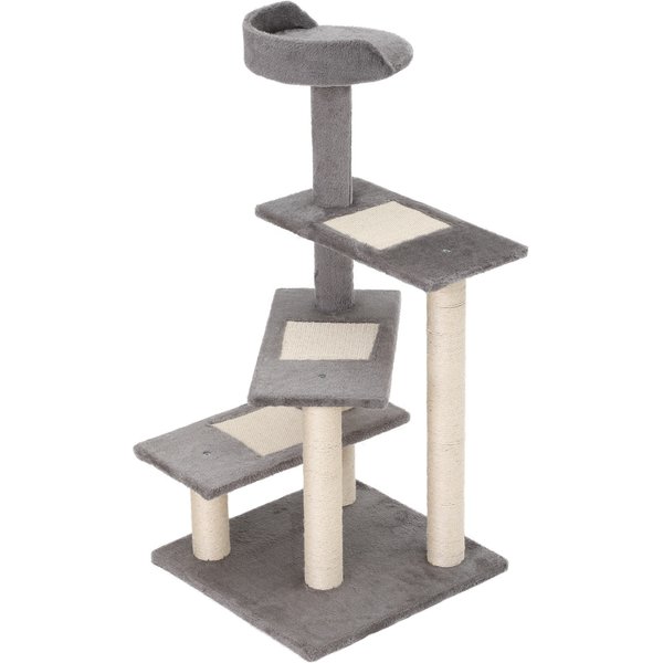 Pawhut Arbre à Chat Griffoir Pour Chat Meuble à Jouer En 5 ÉTages Beige Gris 48,5 X 48,5 X 100 Cm (Lxlxh)-image