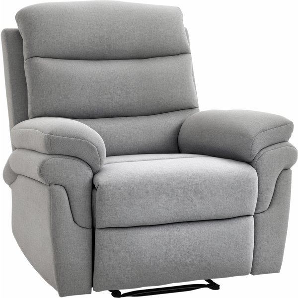 Homcom Fauteuil De Relaxation Inclinable Manuel Avec Repose-Pied Ajustable Tissu Polyester Aspect Lin Gris Clair Chiné-image