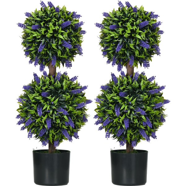 Homcom Ensemble De 2 Plantes Artificielles, Plante Artificielle RéSistante Aux UV Dans Un Pot De Fleurs, Plante D'intéRieur De 70 Cm Pour Salon, Jardin-image