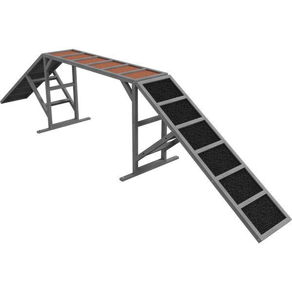 Pawhut Rampe D'agilité Pour Chien, éQuipement D'agilité Pour Chiens, Barres De SéCurité Surface AntidéRapante 325X55X69Cm Gris-image
