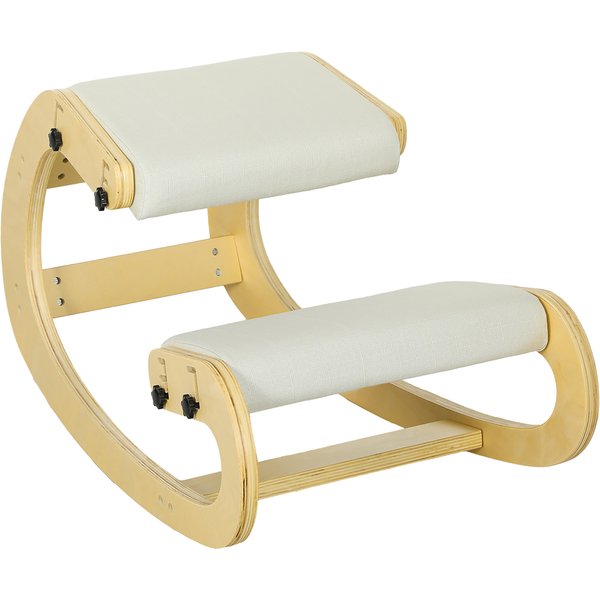 Homcom SièGe Assis Genoux, SièGe Ergonomique En Bois Avec Fonction à Bascule, Chaise à Genoux RéGlable Pour Bureau à Domicile-image