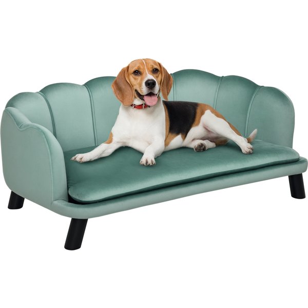 PawHut Hundesofa Haustiersofa mit Rückenlehne & Holzbeinen, weicher Bezug, Katzensofa in Grün, 98,5x60,5x35,5cm für gemütliche Ruheplätze Aosom.de