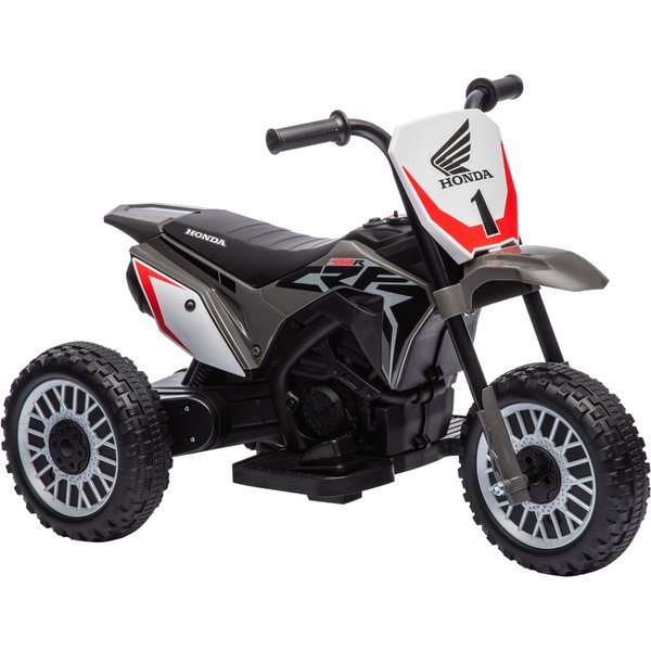 Homcom Moto éLectrique Enfants Moto Cross Licence Honda CRF450RL 3 Roues Batterie 6V Enfants 18-36 Mois Gris-image