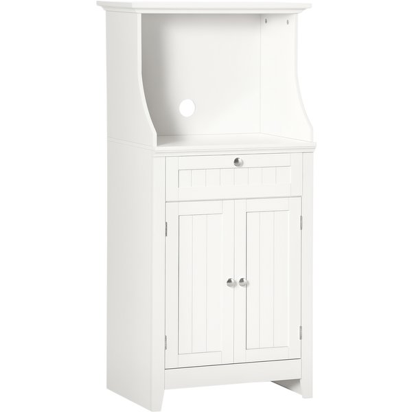 Homcom Meuble Armoire Micro-Ondes Pour Cuisine Avec 1 Tiroir, 2 Portes 60 X 40 X 122,5 Cm - Mdf - Blanc-image