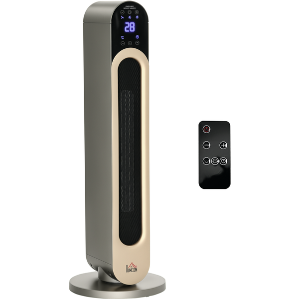 Homcom Chauffage Soufflant Oscillant 1100/2200 W - Mini Radiateur CéRamique PTC - TéLéCommande Incluse - Chauffage D'appoint Noir-image