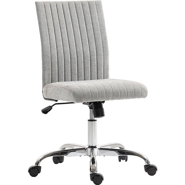 Homcom Chaise Bureau Sans Accoudoirs Avec Hauteur RéGlable Et SièGe Pivotant, RevêTement En Tissu, Gris-image