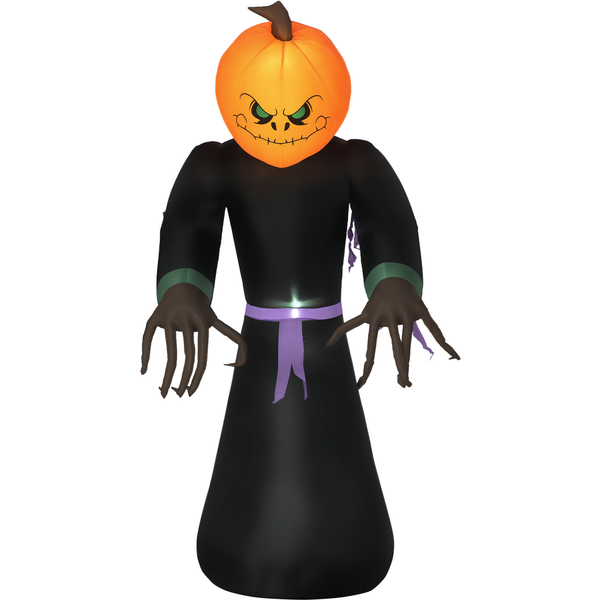 HOMCOM Halloween Kürbis Geist leuchtende Garten-Dekoration mit 2 LED-Lichtern für festliche Stimmung & Gruselmomente Aosom.de