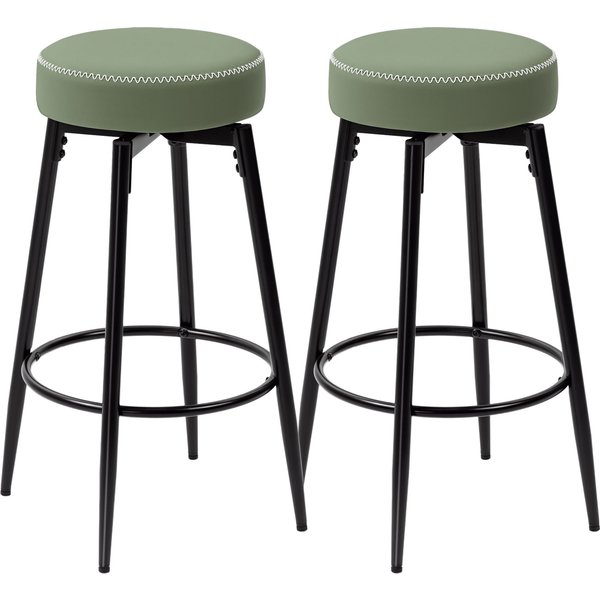 HOMCOM Set of Two Faux Leather Bar Stools - Green/Black
