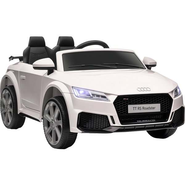 Homcom Voiture VéHicule éLectrique Enfants Tt Rs 2 Moteurs 12 V 35 W V. Max. 5 Km/H TéLéCommande 2,4 Ghz Effets Sonores + Lumineux Blanc-image