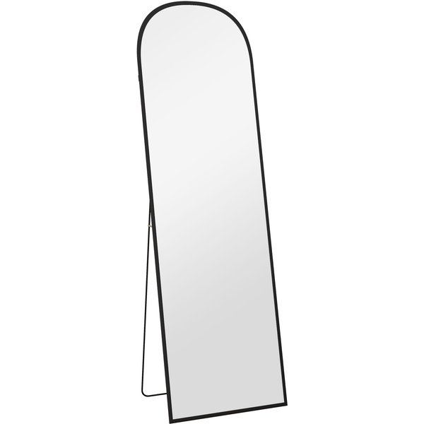 HOMCOM Full Length Mirror, 162x50cm Arched Free Standing Floor Mirror w/ Aluminium Alloy Frame, Hanging or Leaning for Living Room, Bedroom | Aosom Ireland