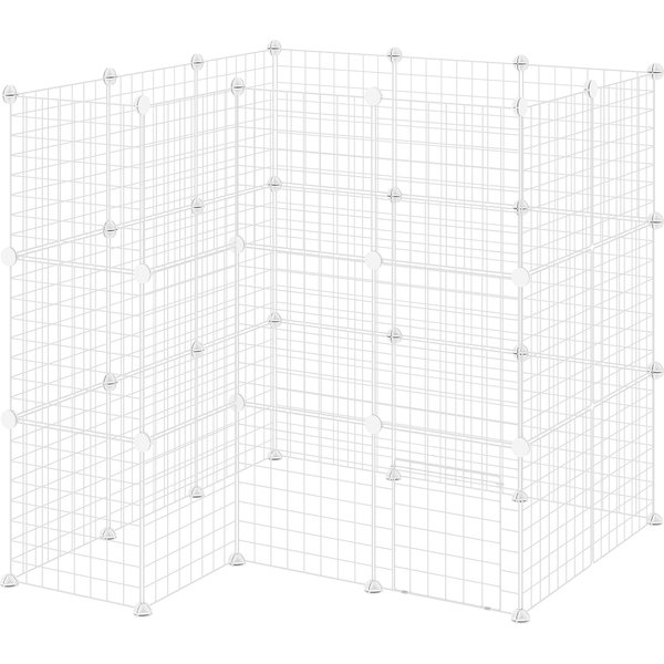 PawHut Metallgehege für Haustiere aus 36 Paneelen, Käfig für kleine Tiere, Anpassbare Form, Käfig für Kaninchen, Meerschweinchen, Chinchillas, Kätzchen, 146x73x73 cm, Weiß Aosom