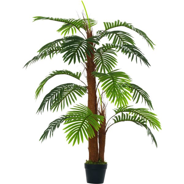 Outsunny Palmier Artificiel Hauteur 1,2 M Tronc Branches Lichen Feuilles Grand RéAlisme Pot Inclus-image