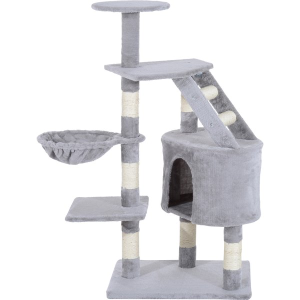 PawHut Cat Tree with Scratching Post, Kitten Activity Centre, Play House, Pet Furniture, 125cm, Grey | Aosom Ireland
