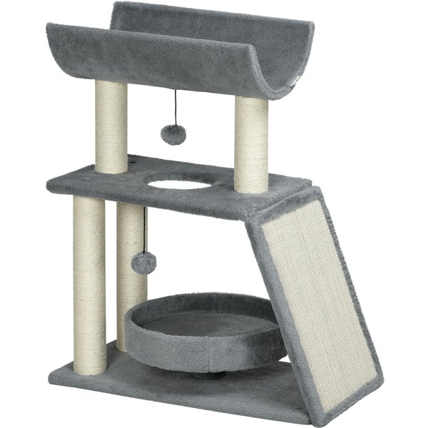 PawHut Arbre à Chats Design Multi-éQuipements Centre D'activitéS Griffoirs Grattoir Plateformes Lit Jeu Boule Suspendue-image