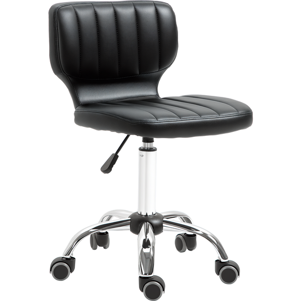 Homcom Tabouret De Massage Travail Matelassé Noir Chromé Dim. 45L X 47L X 72-87H Cm-Aosom.Fr-image
