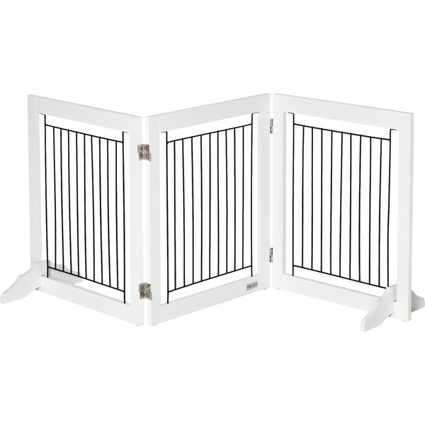 PawHut Foldable Pet Gate, with Three Panels & Two Support Feet - White | Aosom Ireland
