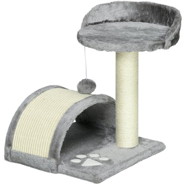 PawHut Cat Tree, Kitten Scratcher Activity Centre, with Sisal Scratching Post, Toy Ball - Grey | Aosom Ireland
