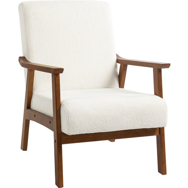 HOMCOM Boucle Seat Mid Century Accent Chair - White | Aosom Ireland