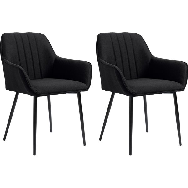 Homcom Chaises De Salle à Manger Chaises De Visiteur Design Scandinave - Lot De 2 Chaises - Pieds EffiléS MéTal Noir-image