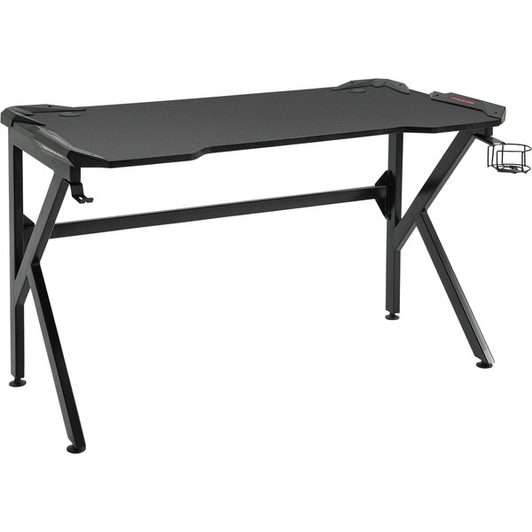 HOMCOM Gaming Desk Computer Writing Home Office Study Table with Cup Holder Headphone Hook and Cable Managment Holes Black | Aosom Ireland