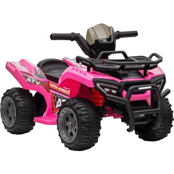HOMCOM Kids Electric ATV Ride-On Toy, 6V Battery-Powered Quad Bike with Working Headlights, for Toddlers 18-36 Months, Pink Aosom UK