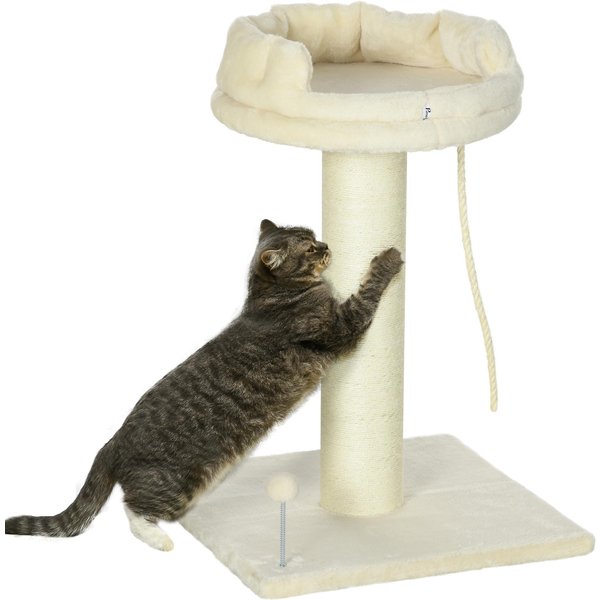 PawHut Cat Tree, with Sisal Wrapped Scratching Post - Cream | Aosom Ireland