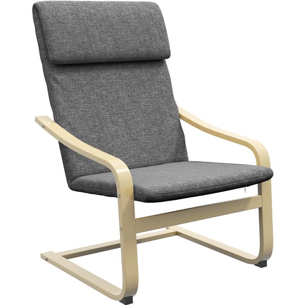 Homcom Fauteuil De Salon, Fauteuil Chambre Avec Accoudoirs IncurvéS, Coussin, Tissu Aspect Lin, 65 X 79 X 98 Cm, Gris-image