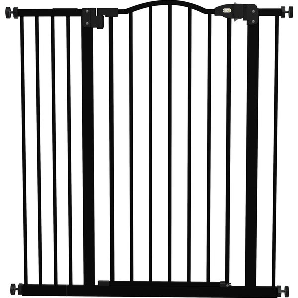 PawHut Pressure Fit Dog Stair Gate No Drilling Safety Gate Auto Close for Doorways, Hallways, 74-94cm Adjustable, 94cm Tall, Black | Aosom Ireland