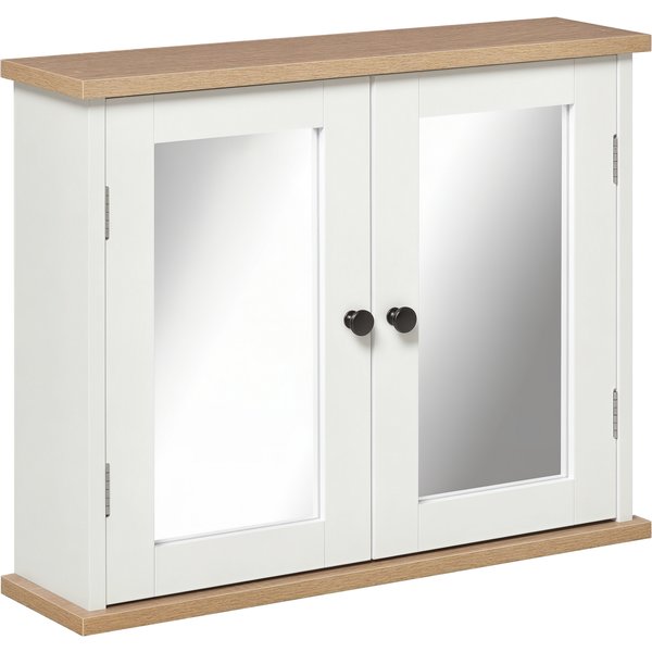 Kleankin Armoire Murale Miroir Salle De Bain En Bois 2 Niveaux à ÉTagèRe RéGlable Aosom France-image