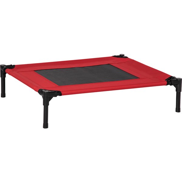 PawHut Elevated Dog Bed, Portable Camping Pet Cot with Metal Frame, for Medium Dogs, Black and Red | Aosom Ireland