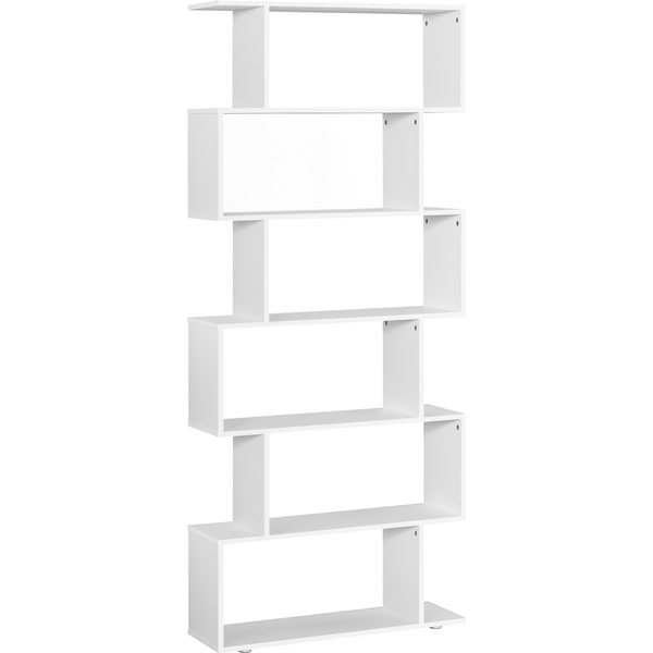 Homcom BibliothèQue EtagèRe De Livres EtagèRe Zigzag 6 Niveaux Design Contemporain 80 X 25 X 192 Cm Blanc-image