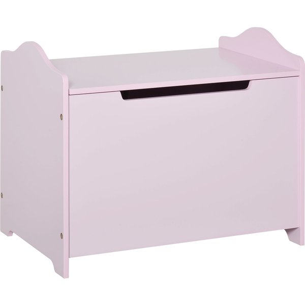 HOMCOM Children's Wooden Toy Box, Playroom Storage Chest with Safety Hinge, 60 x 40 x 48 cm, Pink | Aosom Ireland