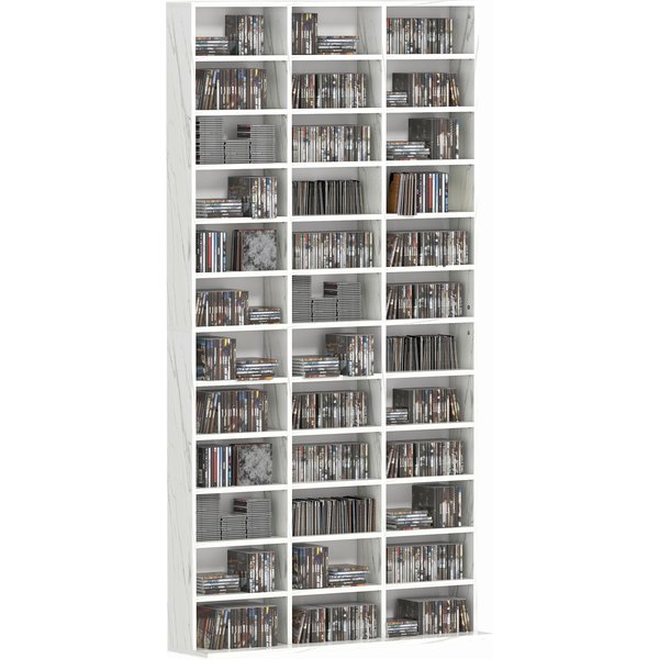 HOMCOM CD Storage Unit with Adjustable Shelves, 102 x 195 cm, Marble Effect