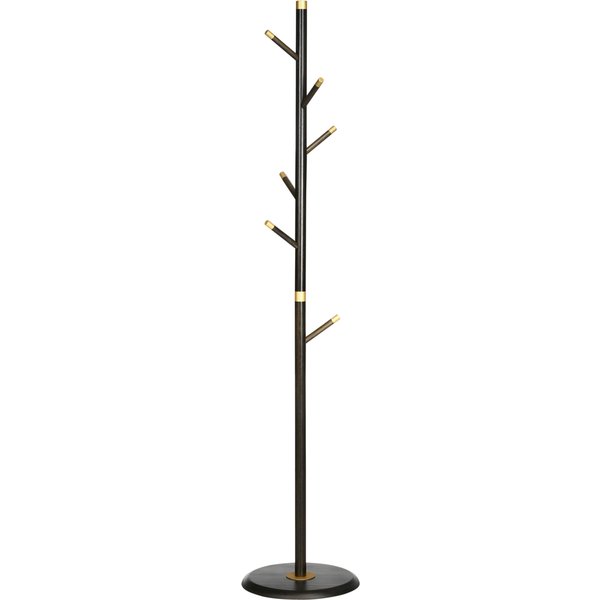 HOMCOM Hallway Hanger: Vintage Freestanding Coat Rack, Bamboo Frame with 6 Hooks, for Entryway, Hallway, Bedroom, Walnut | Aosom Ireland