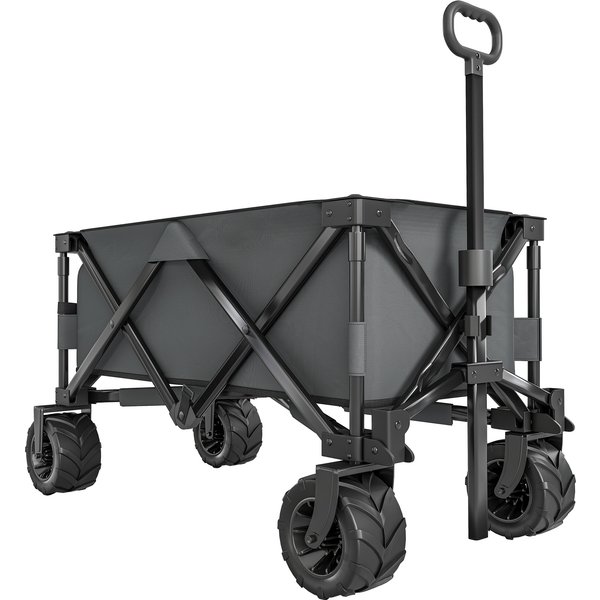 Outsunny Folding Garden Cart with Pull-Along Handle, Anti-Slip Wheels, Ideal for Beach & Outdoor Use, Dark Grey | Aosom Ireland