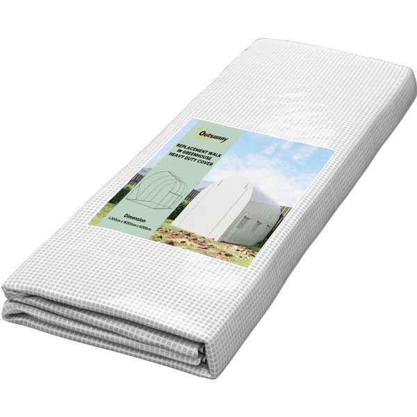 Outsunny 3 x 2 x 2m Greenhouse Replacement Cover ONLY Winter Garden Plant PE Cover for Tunnel Walk-in Greenhouse with Roll-up Windows Door Outdoor, White | Aosom Ireland