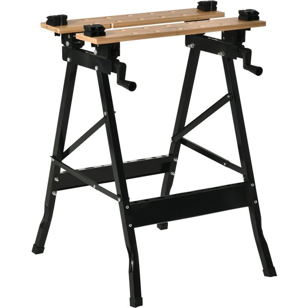 Homcom ÉTabli Pliant éTabli De Serrage Avec 4 Serre-Joints Table De Travail, Charge 150 Kg, 63,5X60,5X78Cm, Noir-image