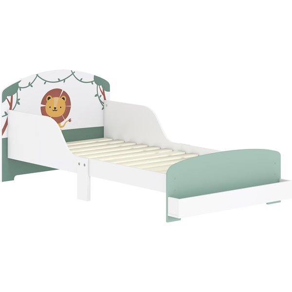 AIYAPLAY Kinderbett 3-8 Jahre Niedrig mit Stauraum und Seitengittern, Kinderbett aus MDF und Sperrholz, 150x77x60 cm, Grün Aosom