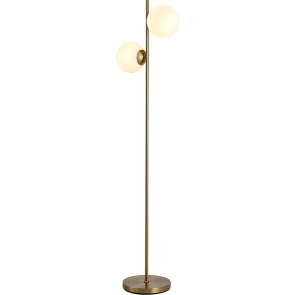 Homcom Lampadaire Moderne MéTal Avec Abat-Jour Verre Vers DifféRentes Directions Interrupteur à Pied E27 Salon Chambre Chevet ? 28 X 165 Cm Or-image
