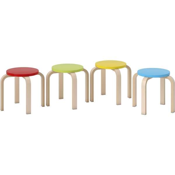 HOMCOM 4er Set Esszimmerhocker Stapelhocker Runde Hocker, Küchenhocker für Esszimmer, Wohnzimmer, Küche, Bunt Aosom