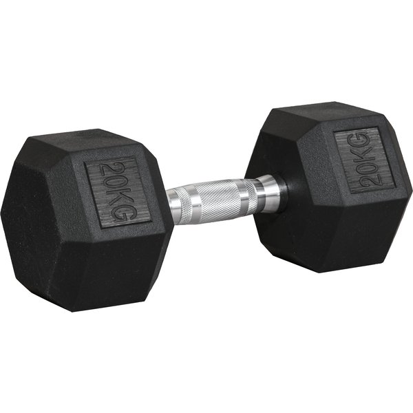 Homcom HaltèRe Courte Poids 20 Kg - EntraîNement Musculaire & HaltéRophilie - Acier Caoutchouc Noir-image