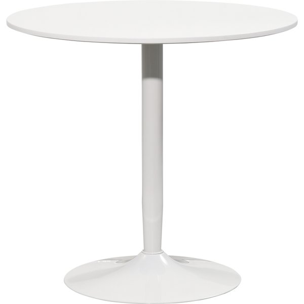 Homcom Table à Manger Ronde Pour 2 Personnes, Table De Cuisine Style Moderne Avec PiéTement En Acier, Ø 80 X 75 Cm, Blanc-image