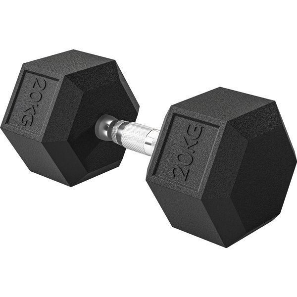 HOMCOM Hexagon Kurzhantel, 20 KG, Gusseisen mit Gummiüberzug, Schwarz Aosom