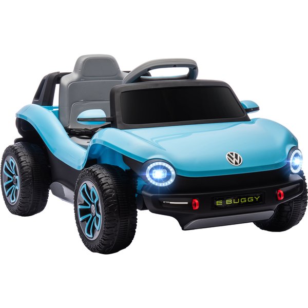 AIYAPLAY Elektroauto für Kinder ab 3 Jahren, Volkswagen E-Buggy, 12V Batterieauto, mit 2,4G Fernbedienung, Federungsrädern, LED-Scheinwerfern, Musik, USB, Doppelmotor, Blau Aosom