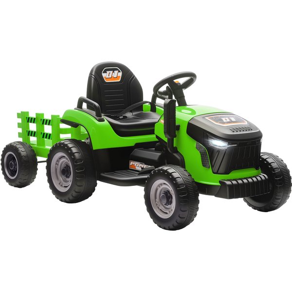 Aiyaplay Tracteur éLectrique Enfants Avec Remorque Amovible, Voiture éLectrique Enfants, TéLéCommande 2,4G, 139X58X55Cm, Vert-image